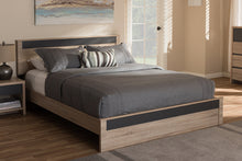 Load image into Gallery viewer, Baxton Studio Jamie Modern and Contemporary Two-Tone Oak and Grey Wood Queen Size Platform Bed
