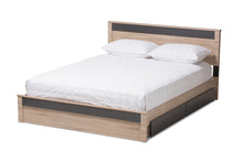 Load image into Gallery viewer, Baxton Studio Jamie Modern and Contemporary Two-Tone Oak and Grey Wood Queen 2-Drawer Queen Size Storage Platform Bed
