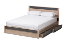 Load image into Gallery viewer, Baxton Studio Jamie Modern and Contemporary Two-Tone Oak and Grey Wood Queen 2-Drawer Queen Size Storage Platform Bed
