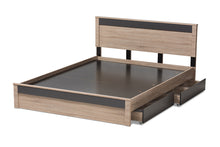 Load image into Gallery viewer, Baxton Studio Jamie Modern and Contemporary Two-Tone Oak and Grey Wood Queen 2-Drawer Queen Size Storage Platform Bed
