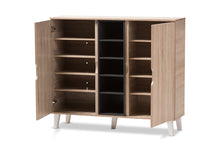 Load image into Gallery viewer, Baxton Studio Adelina Mid-Century Modern 2-door Oak and Grey Wood Shoe Cabinet
