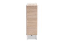 Load image into Gallery viewer, Baxton Studio Adelina Mid-Century Modern 2-door Oak and Grey Wood Shoe Cabinet
