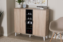 Load image into Gallery viewer, Baxton Studio Adelina Mid-Century Modern 2-door Oak and Grey Wood Shoe Cabinet
