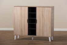 Load image into Gallery viewer, Baxton Studio Adelina Mid-Century Modern 2-door Oak and Grey Wood Shoe Cabinet
