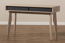 Load image into Gallery viewer, Baxton Studio Fella Mid-Century Modern 2-Drawer Oak and Grey Wood Study Desk

