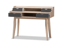 Load image into Gallery viewer, Baxton Studio Fella Mid-Century Modern 4-Drawer Oak and Grey Wood Study Desk
