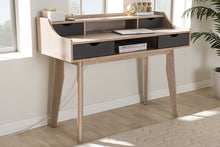Load image into Gallery viewer, Baxton Studio Fella Mid-Century Modern 4-Drawer Oak and Grey Wood Study Desk
