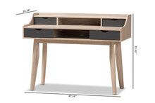Load image into Gallery viewer, Baxton Studio Fella Mid-Century Modern 4-Drawer Oak and Grey Wood Study Desk
