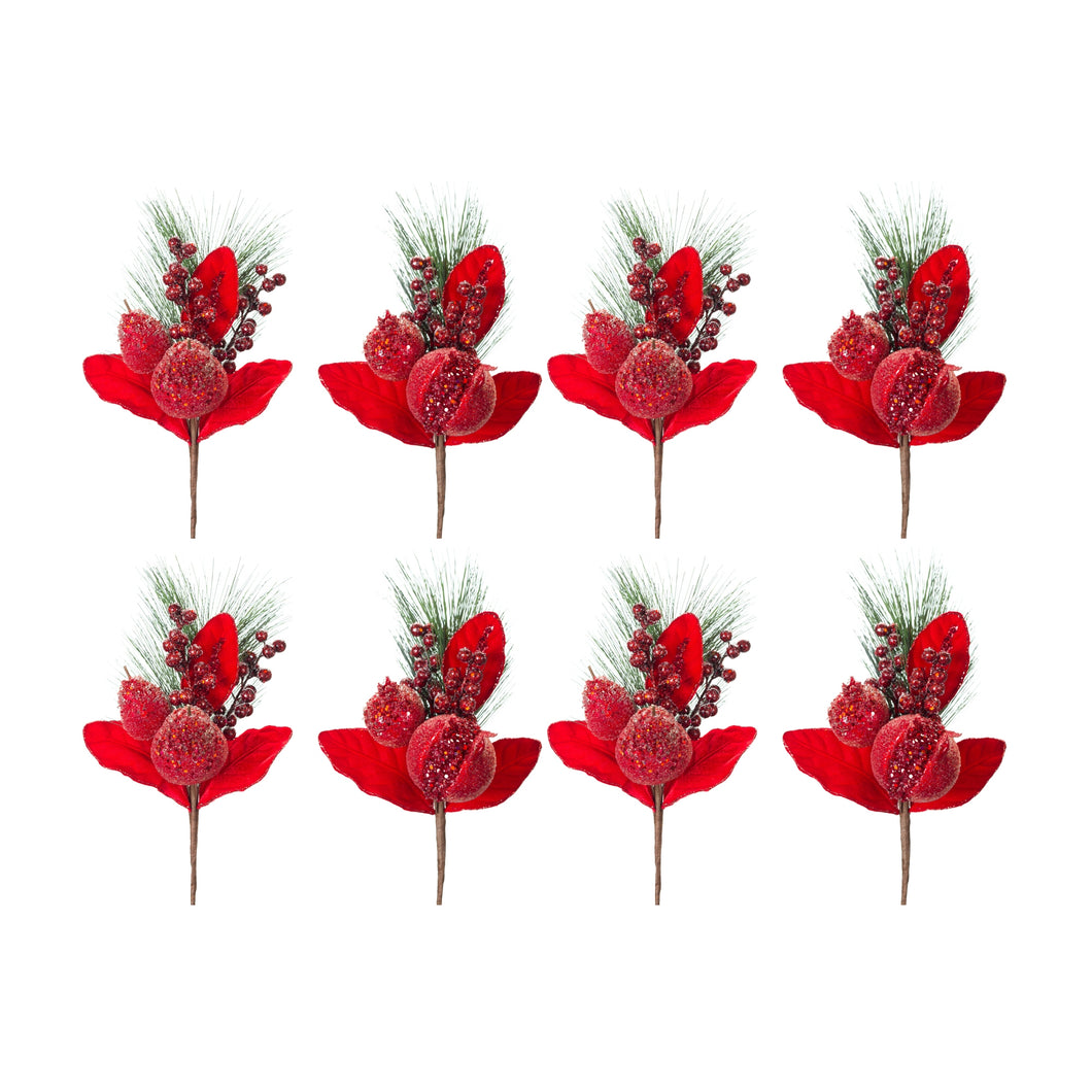 Beaded Pomegranate and Pear Pine Pick (Set of 8)