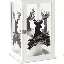 Load image into Gallery viewer, Wood Merry Christmas Lantern with Deer Design (Set of 2)
