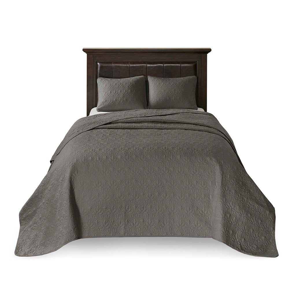 Olliix Quebec 100% Polyester Solid Reversible Bedspread Set By Madison Park MP13-6455
