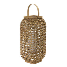 Load image into Gallery viewer, Woven Wicker Lantern with Glass Insert 20&quot;H
