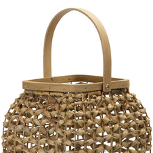 Load image into Gallery viewer, Woven Wicker Lantern with Glass Insert 20&quot;H
