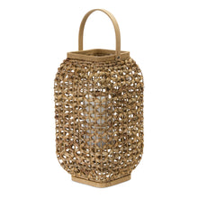 Load image into Gallery viewer, Woven Wicker Lantern with Glass Insert 16&quot;H
