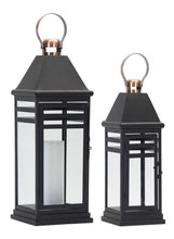 Load image into Gallery viewer, Modern Metal Lantern with Gold Accent (Set of 2)
