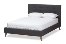 Load image into Gallery viewer, Baxton Studio Valencia Mid-Century Modern Dark Grey Fabric Full Size Platform Bed
