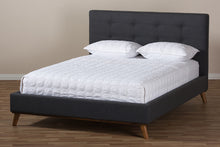 Load image into Gallery viewer, Baxton Studio Valencia Mid-Century Modern Dark Grey Fabric King Size Platform Bed
