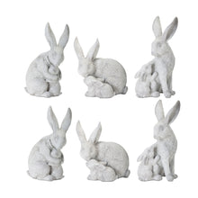 Load image into Gallery viewer, White Stone Garden Rabbit with Baby Bunny Figurine (Set of 6)
