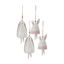 Load image into Gallery viewer, Blush Bunny and Hedgehog Bell Hanging Garden Accent (Set of 4)
