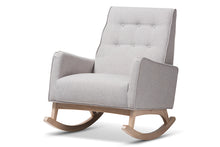 Load image into Gallery viewer, Baxton Studio Marlena Mid-Century Modern Greyish Beige Fabric Upholstered Whitewash Wood Rocking Chair

