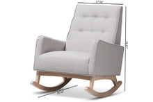 Load image into Gallery viewer, Baxton Studio Marlena Mid-Century Modern Greyish Beige Fabric Upholstered Whitewash Wood Rocking Chair
