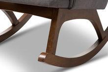 Load image into Gallery viewer, Baxton Studio Maggie Mid-Century Modern Grey Fabric Upholstered Walnut-Finished Rocking Chair
