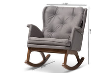 Load image into Gallery viewer, Baxton Studio Maggie Mid-Century Modern Grey Fabric Upholstered Walnut-Finished Rocking Chair
