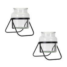 Load image into Gallery viewer, Modern Jar Vase in Meatl Stand (Set of 2)
