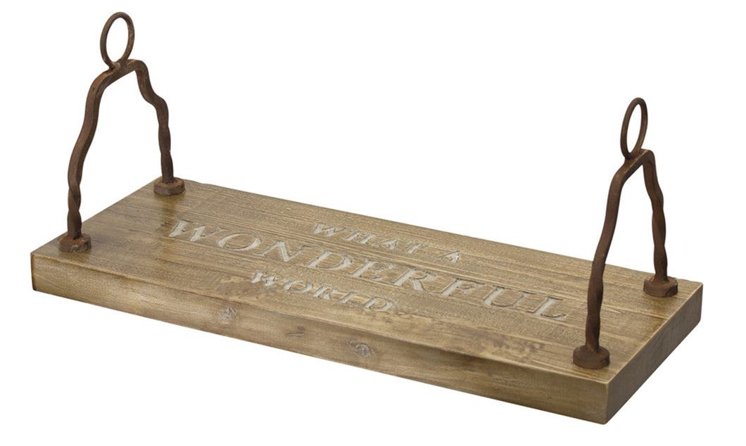 What a Wonderful World Wood Garden Swing with Metal Handles 23.5