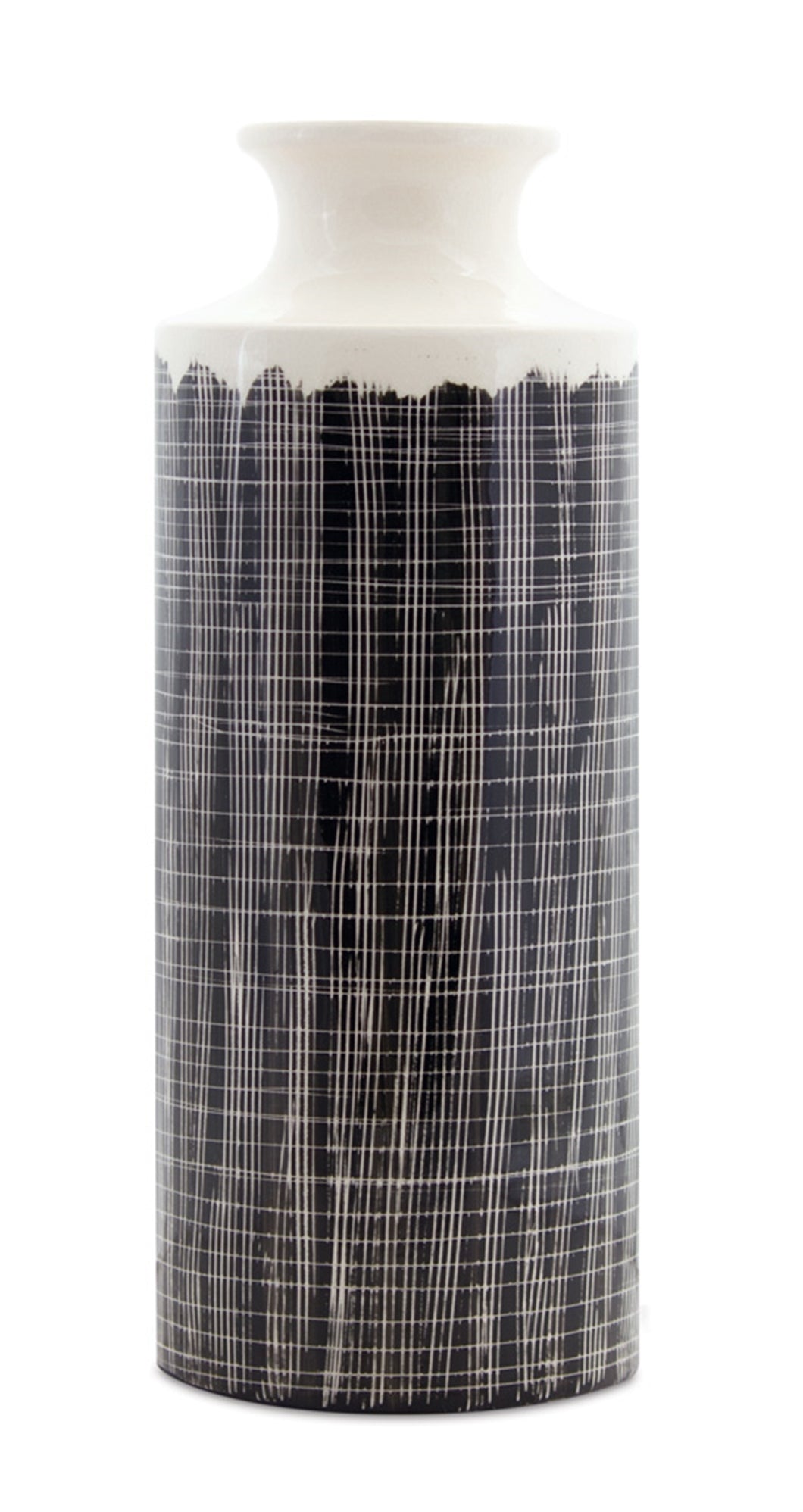 Terra Cotta Floor Vase with Black Criss Cross Pattern 24.75