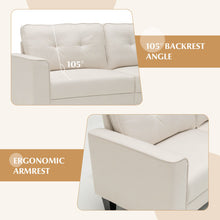 Load image into Gallery viewer, 79.5 Inch Fabric Loveseat Sofa with 2 Removable Back Cushions-Beige
