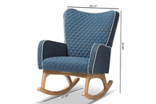 Load image into Gallery viewer, Baxton Studio Zoelle Mid-Century Modern Blue Fabric Upholstered Natural Finished Rocking Chair
