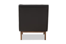 Load image into Gallery viewer, Baxton Studio Annetha Mid-Century Modern Black Faux Leather Upholstered Walnut Finished Wood Lounge Chair
