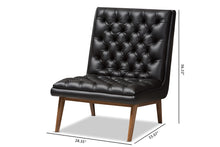 Load image into Gallery viewer, Baxton Studio Annetha Mid-Century Modern Black Faux Leather Upholstered Walnut Finished Wood Lounge Chair
