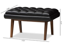 Load image into Gallery viewer, Baxton Studio Annetha Mid-Century Modern Black Faux Leather Upholstered Walnut Finished Wood Ottoman
