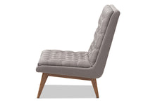 Load image into Gallery viewer, Baxton Studio Annetha Mid-Century Modern Grey Fabric Upholstered Walnut Finished Wood Lounge Chair
