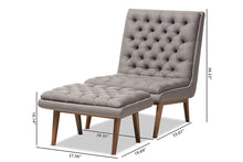 Load image into Gallery viewer, Baxton Studio Annetha Mid-Century Modern Grey Fabric Upholstered Walnut Finished Wood Chair And Ottoman Set
