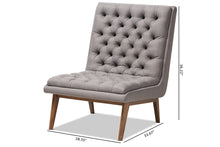Load image into Gallery viewer, Baxton Studio Annetha Mid-Century Modern Grey Fabric Upholstered Walnut Finished Wood Lounge Chair
