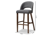 Load image into Gallery viewer, Baxton Studio Melrose Mid-Century Modern Dark Grey Fabric Upholstered Walnut Finished Wood Bar Stool (Set of 2)
