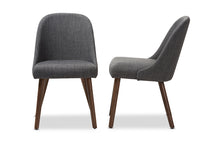 Load image into Gallery viewer, Baxton Studio Cody Mid-Century Modern Dark Grey Fabric Upholstered Walnut Finished Wood Dining Chair (Set of 2)
