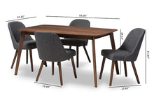 Load image into Gallery viewer, Baxton Studio Cody Mid-Century Modern Dark Grey Fabric Upholstered Walnut Finished Wood 5-Piece Dining Set

