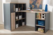 Load image into Gallery viewer, Baxton Studio Pandora Modern and Contemporary Dark Grey and Light Brown Two-Tone Study Desk with Built-in Shelving Unit
