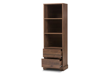 Load image into Gallery viewer, Baxton Studio Burnwood Modern and Contemporary Walnut Brown Finished Wood 2-Drawer Bookcase
