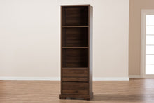 Load image into Gallery viewer, Baxton Studio Burnwood Modern and Contemporary Walnut Brown Finished Wood 2-Drawer Bookcase
