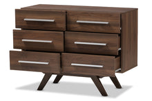 Load image into Gallery viewer, Baxton Studio Auburn Mid-Century Modern Walnut Brown Finished Wood 6-Drawer Dresser
