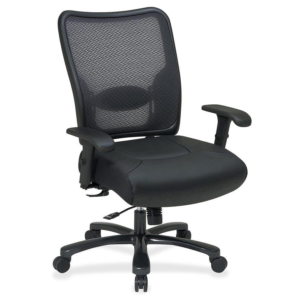 Office Star Space Task Chair - Leather Seat - 5-star Base - Black - 22