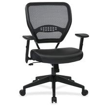 Load image into Gallery viewer, Office Star Professional Dark Air Grid Back Managers Chair - Leather Seat - 5-star Base - Black - 1 Each
