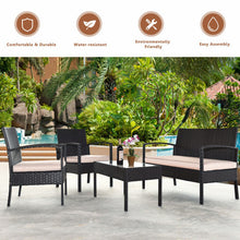 Load image into Gallery viewer, 4 Pieces Patio Furniture Sets Rattan Chair Wicker Set Outdoor Bistro
