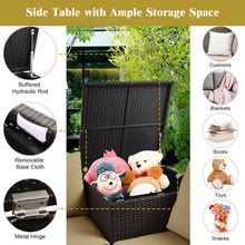 Load image into Gallery viewer, 4 Pcs Outdoor Patio Rattan Furniture Set with Cushioned Loveseat and Storage Box-Brown
