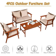 Load image into Gallery viewer, 4 Piece Acacia Wood Patio Rattan Furniture Set
